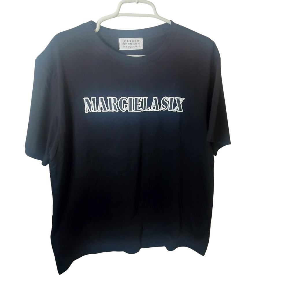 Mm6 Maison Margiela Six Logo Black Graphic T-Shirt Cr… - Gem